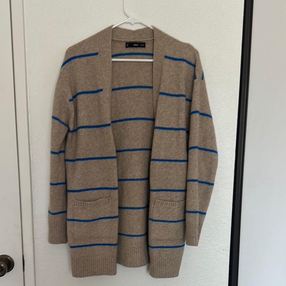 Mango Beige and Blue Striped Sweater
